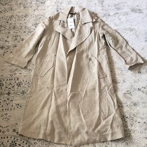 NWT Zara Linen Beige Coat Jacket Size Small